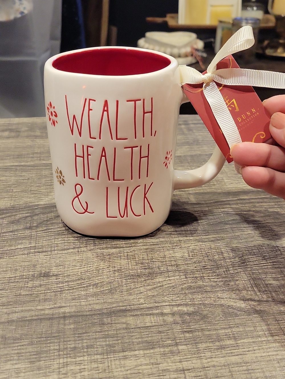 Rae Dunn, "Wealth,Health & Luck" Mug,Xtra Large,Brand New!